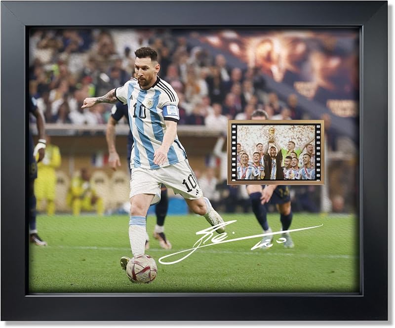 Framed Messi World Cup Trophy Celebration (16x20)